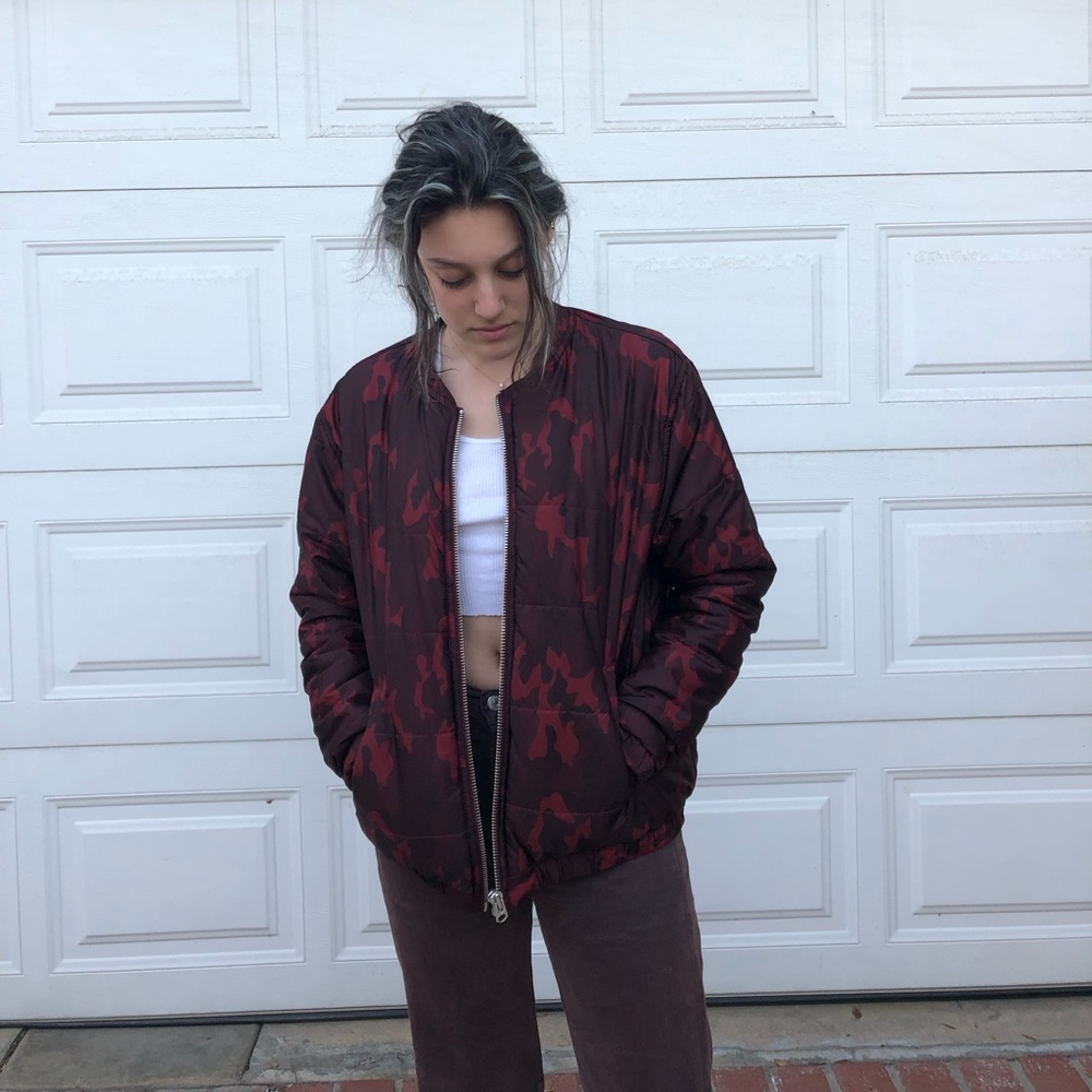 Topshop Red Bomber Jacket